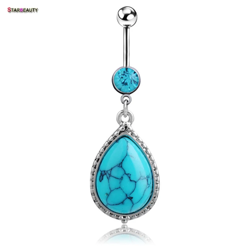 2017 Summer Style Green Nature Stone Sterling Steel Belly Ring 14G Navel Accessory Xuping-Jewelry Bikini Beach Accessorys |