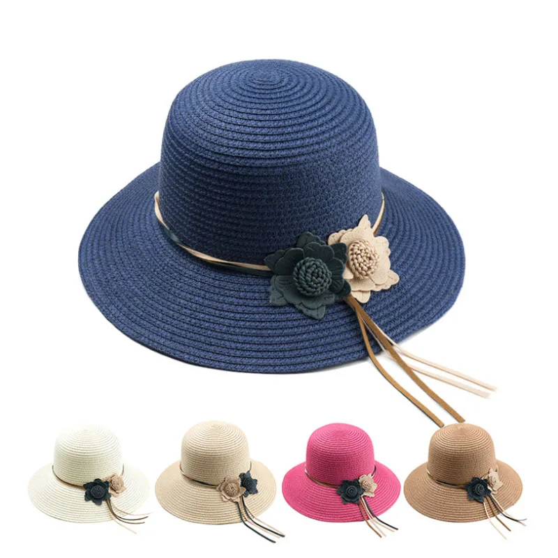 Ymsaid 2018 جديد الفتيات الصيف الزهور سترو قبعة بنما قبعة المرأة شاطئ كاب