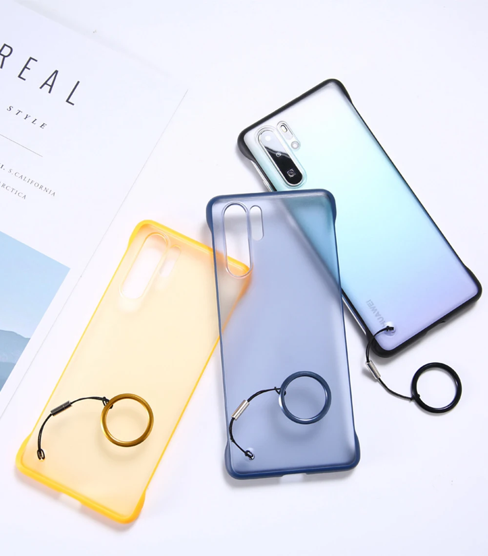 Clear Frameless Case For Huawei P30 P20 Honor 20 Pro Mate 10 View Slim Hard Matte Transparent Cover Ring Nova 5 Lite 10i P Smart