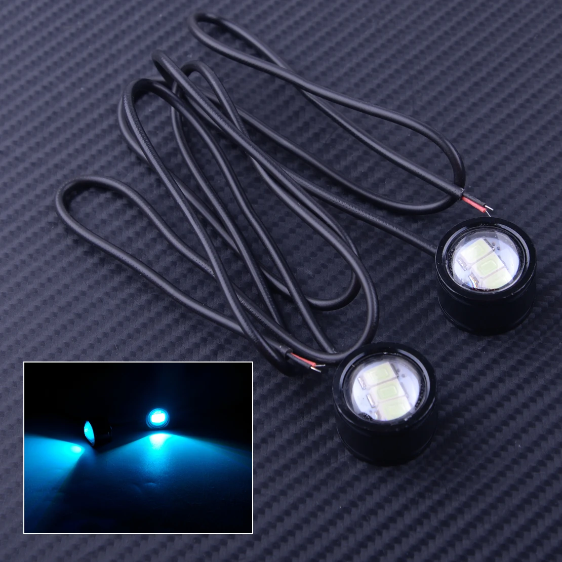 

DWCX New 2pcs Motorcycle Cold Blue LED Handlebar Spotlight Headlight Driving Fog Daytime Running Light DRL
