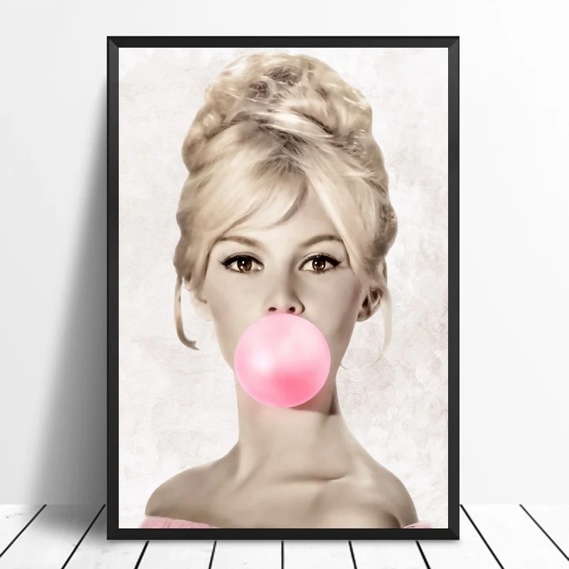 Мэрилин Монро Одри Хепберн Brigitte Bardot Bubble Gum постер поп-арт напечатанная Картина на холсте домашний Декор без рамки дропшиппинг