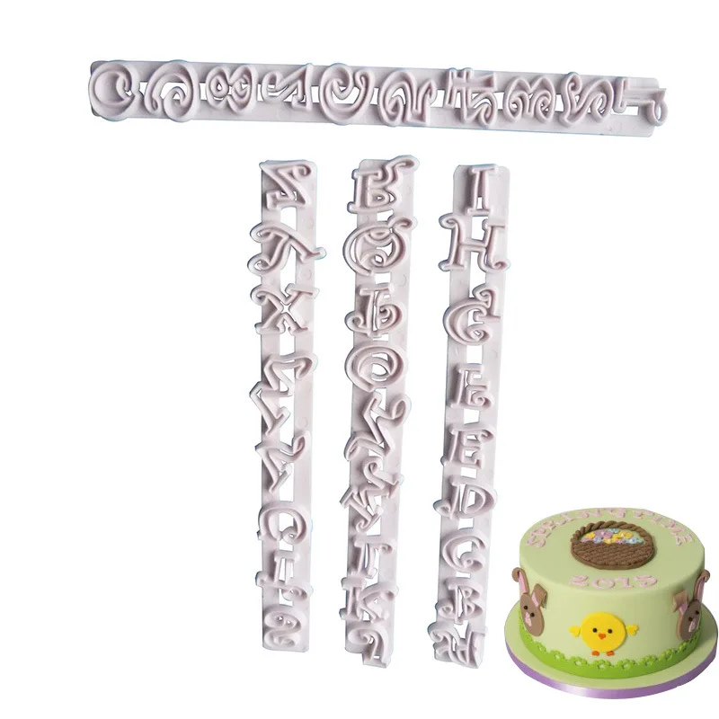 

4pcs/set Russian Letters Cake Mold Cake Decorating Tools Alphabets Fondant Letter Cutters Cake Molds Embosser Sugar Craft