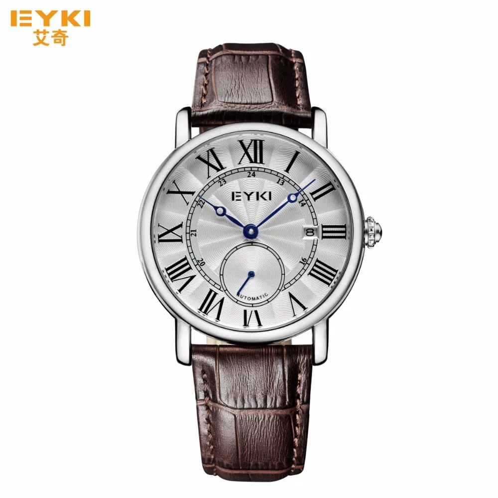 

Top Brand Men Watch Automatic Mechanical Date Week Display Male Clock Casual Genuine Leather Strap Roman Numeral Hollow Dial