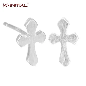 1Pcs Newest 2017 Fashion Stud Earrings Cross Shape Vintage 925 Silver Earring For Women Fashion Statement Jewelry Wholesale