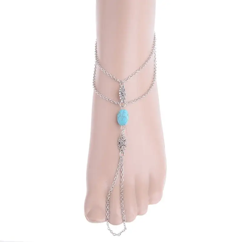 1PC Hot Summer Ankle Bracelet Bohemian Natural Stone Anklets Silver Plated Chain Foot Jewelry for Women | Украшения и аксессуары