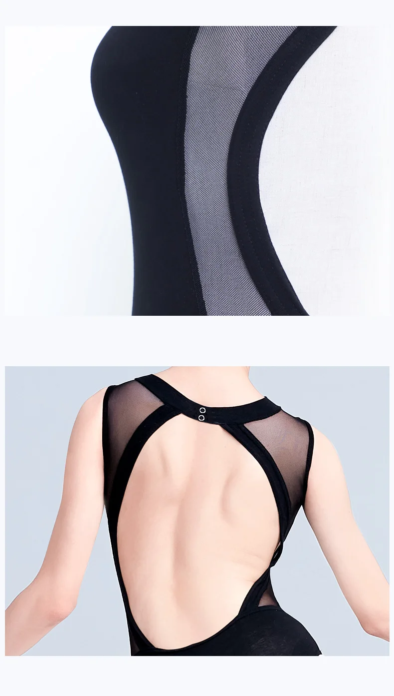 Girls Women Ballet Leotards Cotton&Mesh Gymnastics Leotard Sexy Backless Ballet Dance Clothing