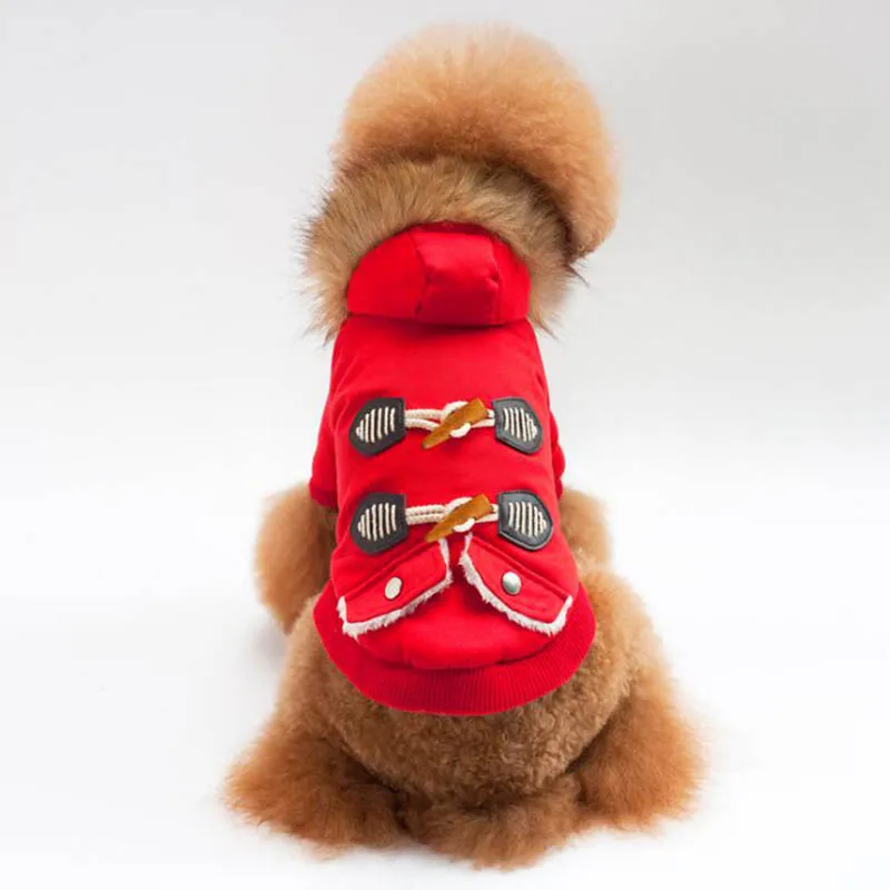 

Jacket for dogs winter clothes thicken warm overalls for dogs horn buckle fur collar dog parkas clothing piumino canedog coat
