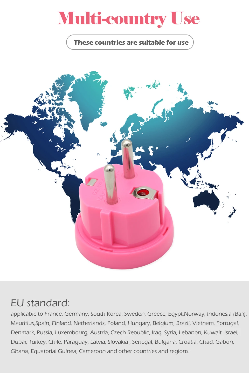 1PC US AU To EU Plug 2 Round Pin Socket USA AUS To Eur Europe Travel Wall AC Power Plug Wall Charger Outlet Adapter Converter (6)