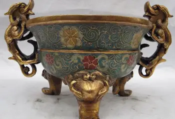

China Folk Buddhism Brass Copper Cloisonne Enamel Dragon Incense Burner Censer