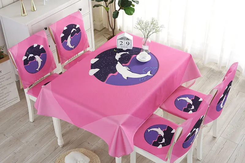 Proud Rose Waterproof Linen Table Cloth Cartoon Table Cover Chair Set Pillowcase Cover Towel European Tablecloths Chair Cushion