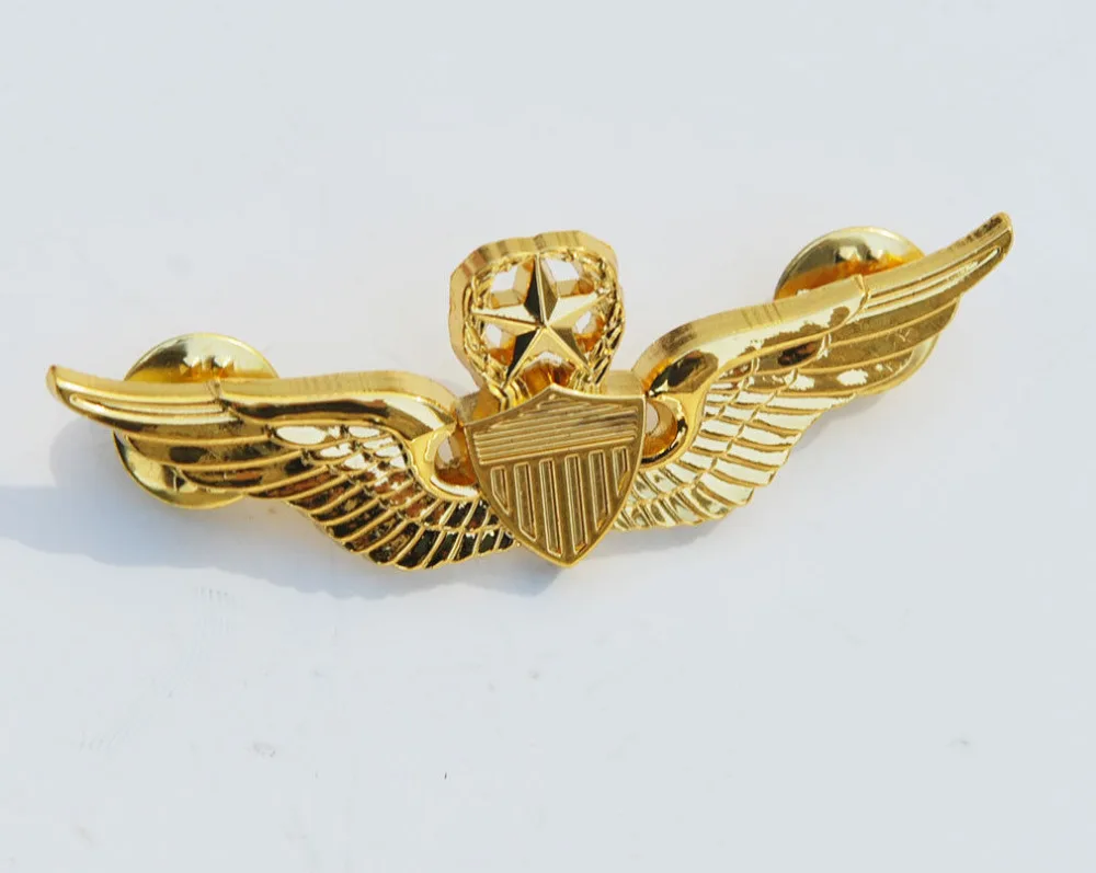 

US ARMY MILITARY COMMAND COMMAND PILOT METAL WINGS METAL BADGE PIN GOLD