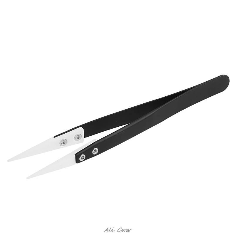 

Ceramic Tips Tweezers Stainless Steel Handle Straight Aimed Tweezers For Coils