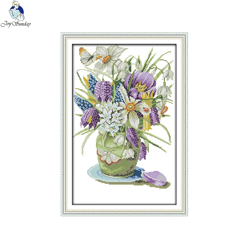 Joy Sunday Flowers Серия Холст DMC Счетный 11CT 14CT Китайский Набор для вышивки крестом печатная вышивка украшение дома отправка подарка