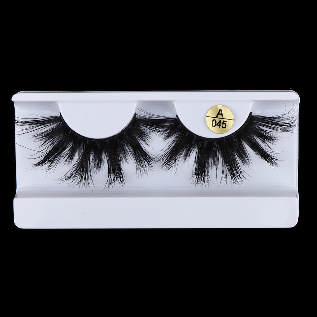 1 Pair Black Long Curly Eyelash Reusable Natural Messy Cross False Eyelashes