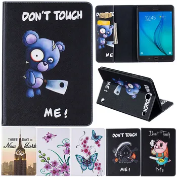

Cartoon Leather Cover for Samsung Galaxy Tab A 8.0 T355 T350 Tablet Case Animal Bear Pig Butterfly Flower Wind chime Iron Tower