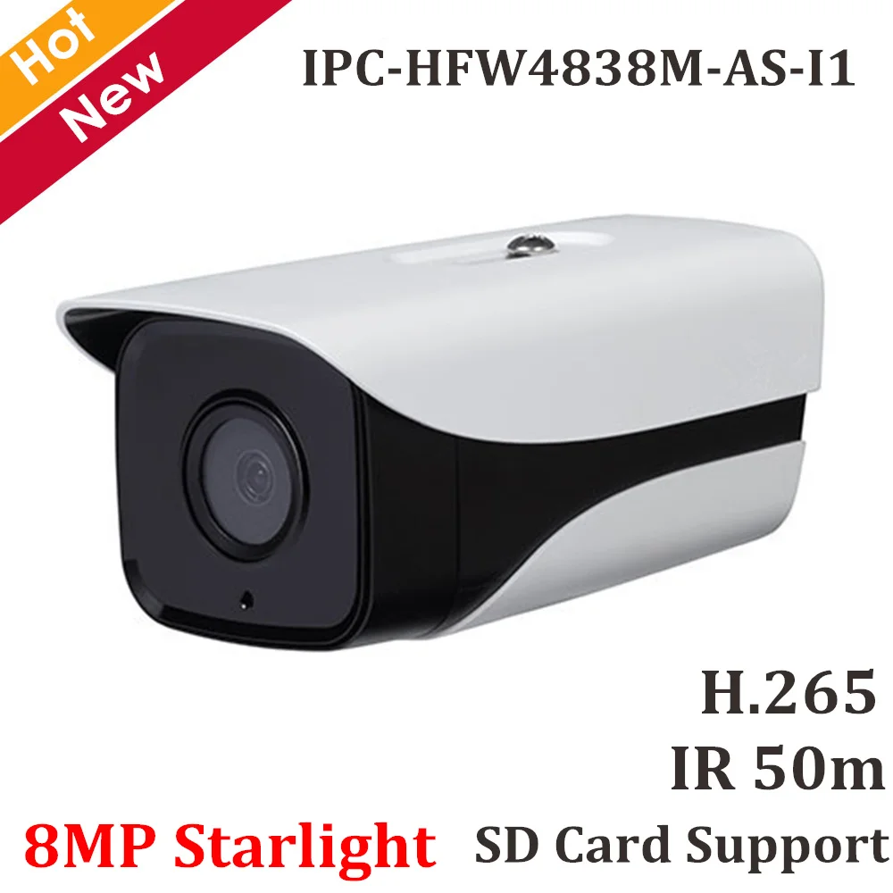 

DH Starlight IP camera IPC-HFW4838M-AS-I1 8MP H.265 IR 50m Home Network Camera Support SD Card max 128g Security camera ip cam