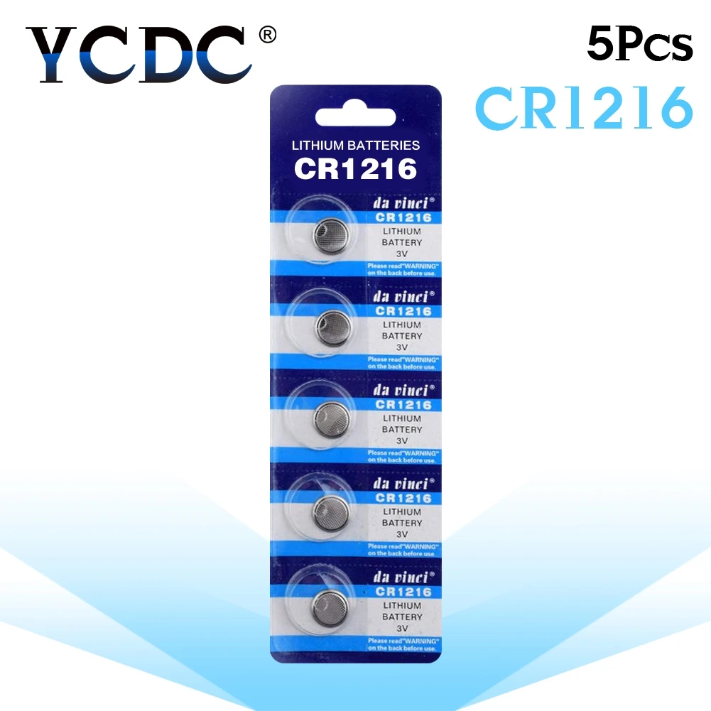 

5pcs/pack CR1216 Button Batteries DL1216 BR1216 Cell Coin Lithium Battery 3V CR 1216 5034LC For Watch Electronic Toy Remote