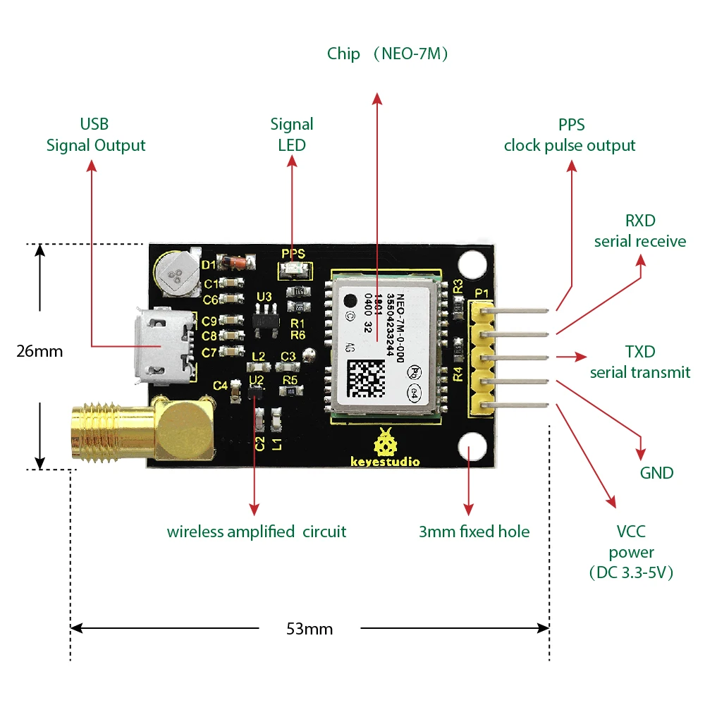 Keyestudio gps NEO-7M модуль для Arduino