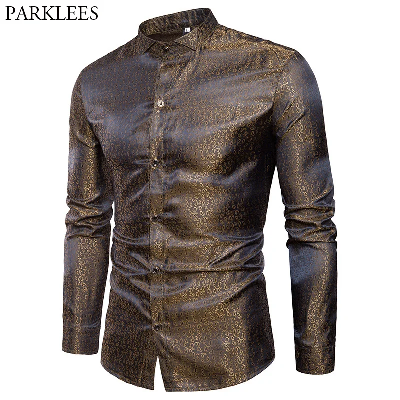 رجالي الحرير فستان ستان قميص 2018 الأزياء السنونو طوق طويل كم قميص الرجال ملهى ليلي حزب الزفاف عارضة قميص قميص أوم