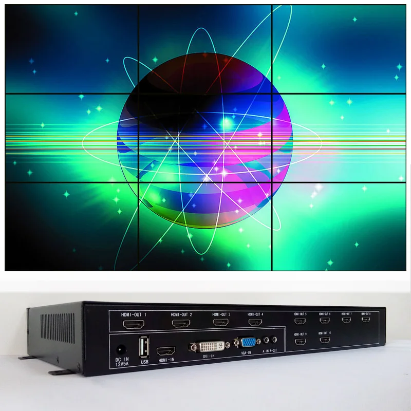 9 screen video wall build by 3x3 video wall processor ag 609in Home