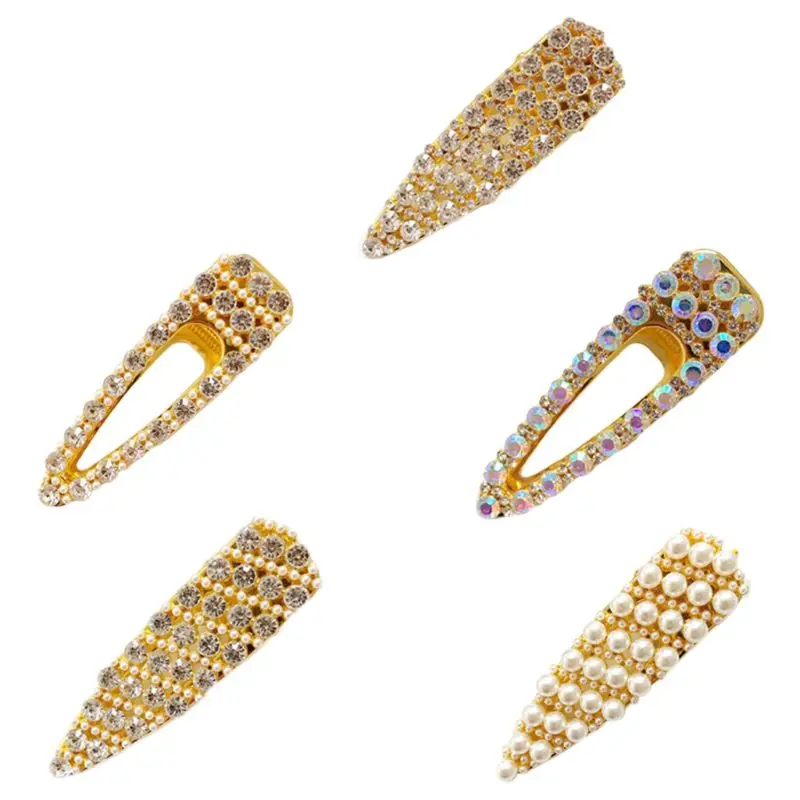 

Korean Faux Pearl Duckbill Clips Ladies Hair Styling Metallic Vintage Hairpins Glitter Reflective Rhinestone Side Bangs Barrette