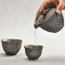 Пинни Ржавчина глазурь керамический портативный чайный сервиз японский стиль путешествия чай чайник винтажный чайный набор кунг-фу 1 горшок 2 чашки ручной работы