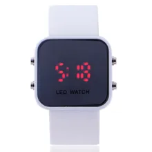 Модный выразительный зеркальный светодиодный квадратный циферблат, многоцветный Силиконовый ремешок для мужчин и женщин, электронные цифровые наручные часы