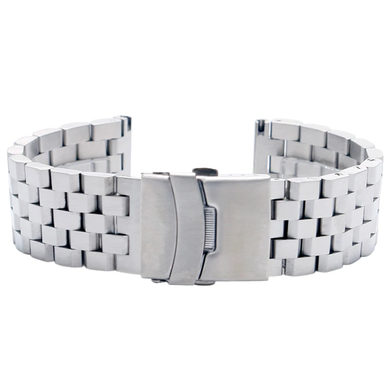  Stainless Steel 22mm Watch Band Silver Solid Replacement  Wristbands Metal Watch Strap Bracelet Classic Straight End with Double  Clasp Push Button : Juntan: Clothing, Shoes & Jewelry