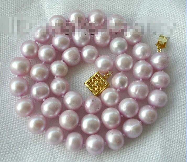 

Free shipping >>>>>>stunning 10mm round lavender freshwater cultured pearl necklace b696