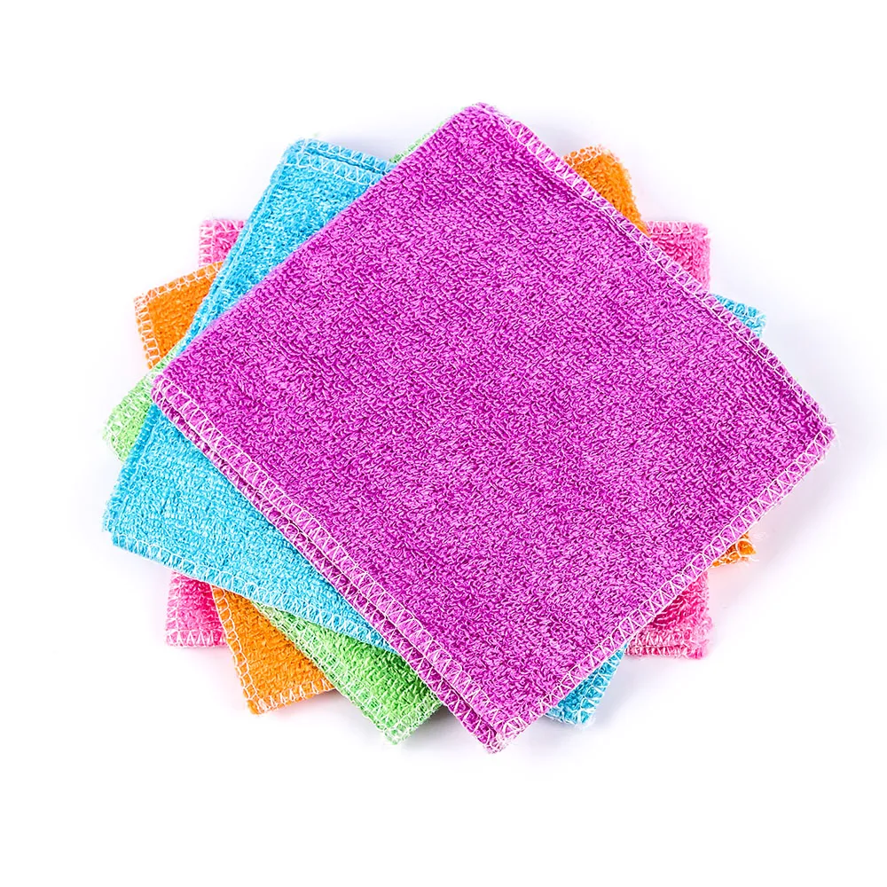 

2 PCS Bamboo Fibre Cleaning Cloth Kitchen Oil Wash Furniture Floor Wipe Car Multifunctional Tableware Household Cleaning Tools