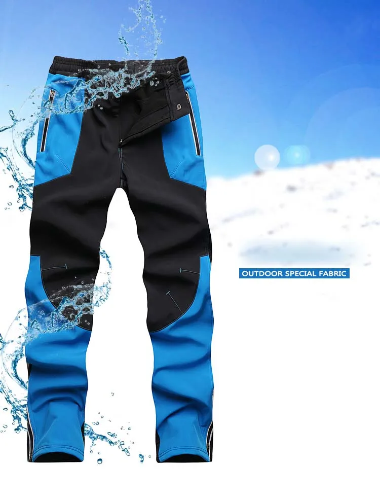 Зимние уличные Мягкие флисовые водонепроницаемые брюки ветрозащитные теплые лыжные брюки мужские спортивные мягкие походные брюки
