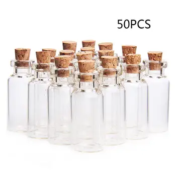 

50pcs 5ml Transparent Mini Empty Glass Bottles Wishing Bottle Cork Wishing Message Vials Jars Container Gift Home Decoration