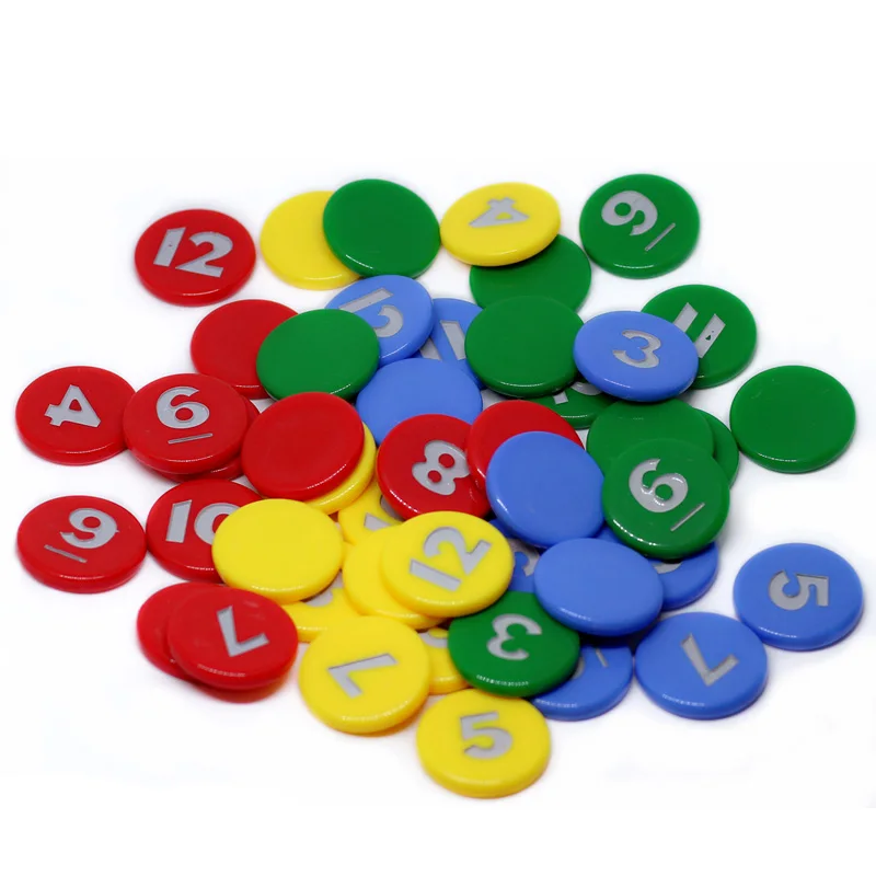 

48 pcs/set Digital 1-12 ABS Round Value Coins Poker Chips 4 Colors Texas Hold'em Poker Wholesale