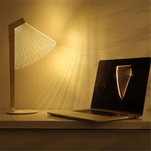 Скандинавский Горячий 3D эффект светодиодный настольная лампа деревянная поддержка акриловый абажур светодиодный свет Гостиная Спальня деко настольная лампа для чтения освещение