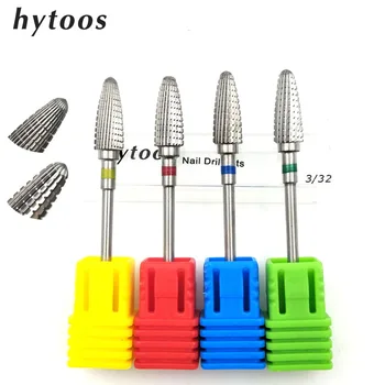 

HYTOOS Tungsten Carbide Nail Drill Bit Cuticle Clean Burr Bits For Manicure Pedicure Electric Drill Accessories Gel Removal