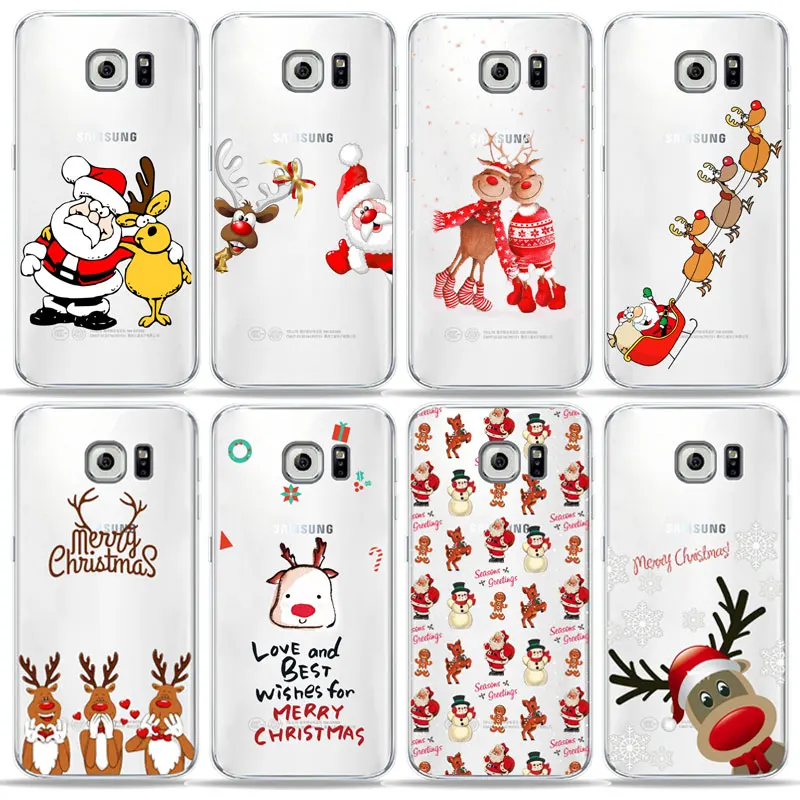 

New year Christmas Cute Santa Claus Elk snowman Phone Case For Samsung A50 A70 S10 S8 S9 Plus S7 A6 A9 A7 2018 TPU Silicone case