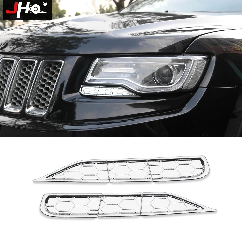 

JHO Washer Spray Garnish Cover Trim For 2014-2017 Jeep Grand Cherokee 2015 2016 Chrome Front Headlight Car Styling Accessories