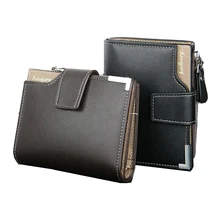 Marca Moda Hombres Short Carteras Bolsa de Titular de la Tarjeta Plegable de Cuero Genuino Monederos de La Moneda del Cerrojo de la Cremallera de Alta Calidad Bolsa de Los Hombres de Bolsillo caso
