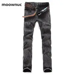 Moownuc 2018 Для мужчин весна высокого качества прямые джинсы Для мужчин s Повседневное Для мужчин длинные штаны брюки классические Жан Для