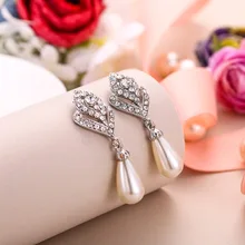 Жемчужные висячие серьги Tuliper, женские длинные серьги с кристаллами, женские свадебные ювелирные аксессуары, большие серьги сережки