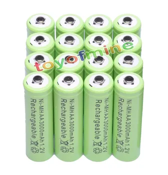 

16x AA 3000mAh 2A 1.2 V Ni-MH Green Rechargeable Battery Cell for MP3 RC Toys