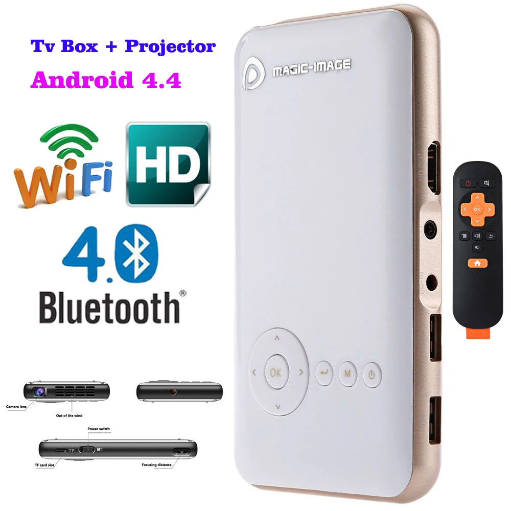  Original Smart Mini M6 DLP Projector Portable Wifi Projector DLNA Android 4.4 Bluetooth 4.0 Built-in 5000mAh Battery Projector 