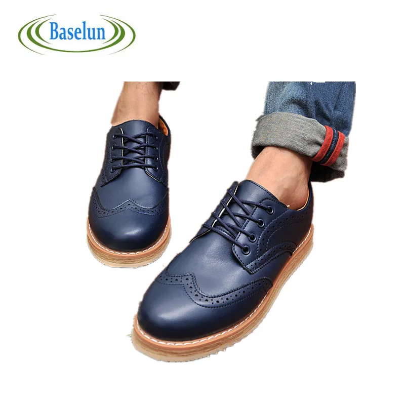 

Spring Autumn Fashion Leather Men Casual Shoes Mens Business Height Increasing Leisure Shoes Carved Flats
