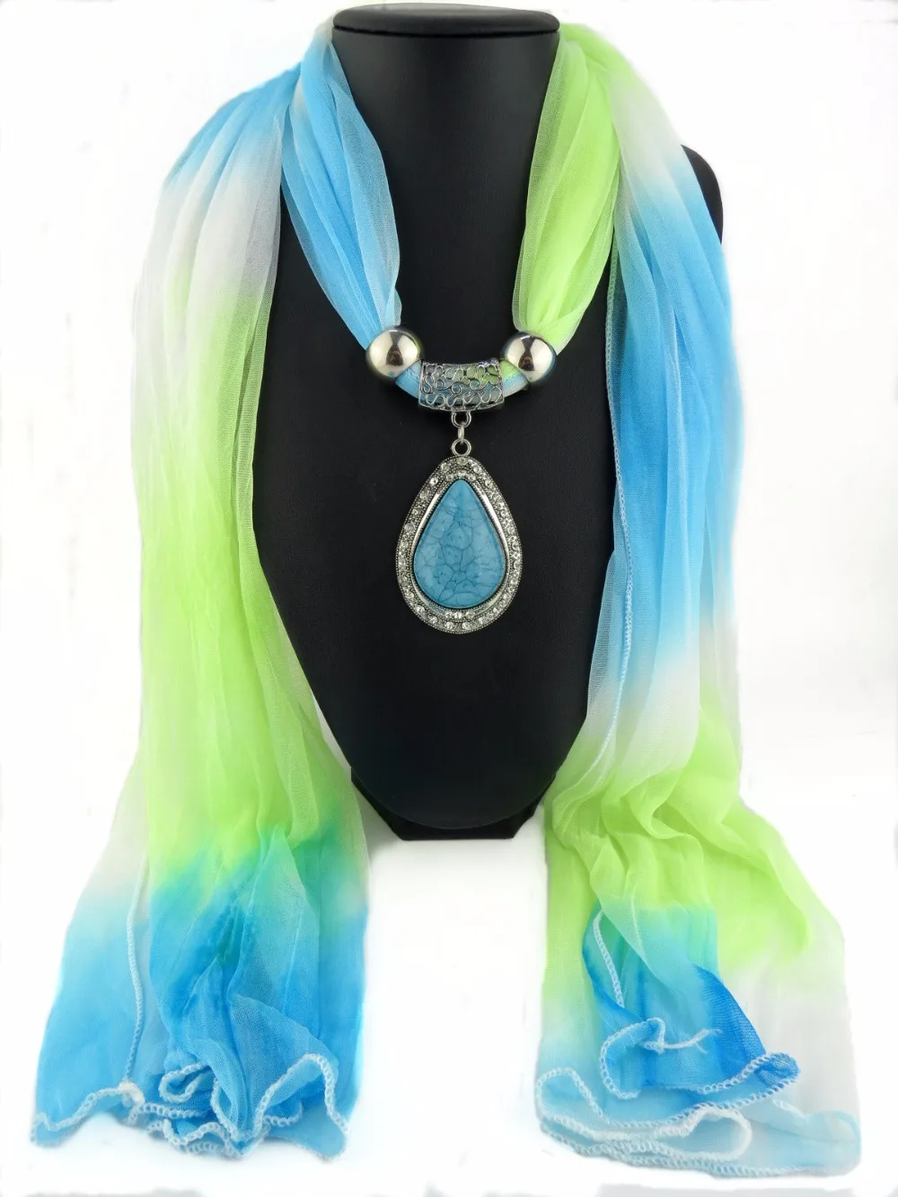 

New hot scarf chiffon gradient color jewelry scarf drop-shaped accessories multi-color women's Muslim scarf necklace jewelry