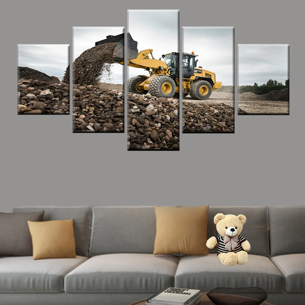 

Canvas HD Printing Modular Picture Poster 5 Piece Engineering Wheel Loader Painting Living Room Wall Art Deco Frame