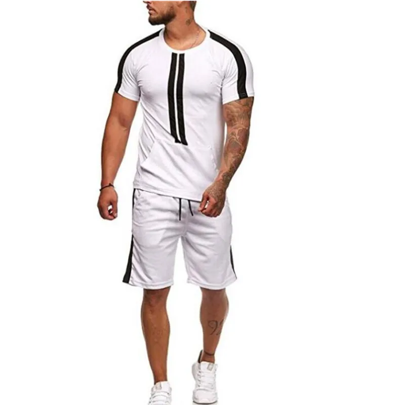 

Men's Sets Fashion Sportswear Tracksuits Sets Men's GYMS T-shirt +shorts casual Outwear Suits Chandal Hombre Completo