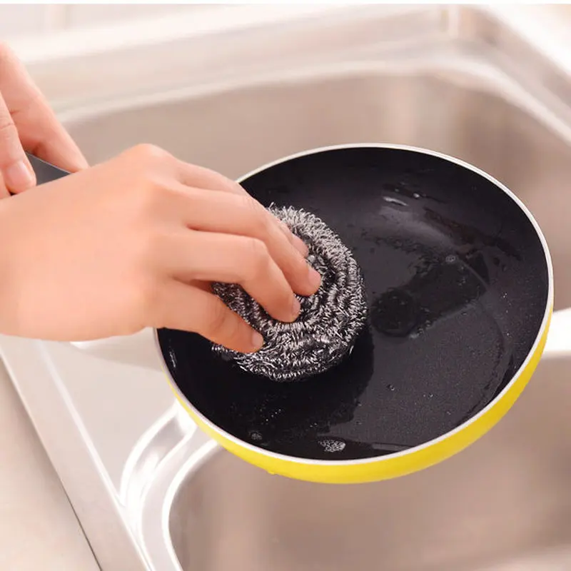 

SrDcMbk 1Pcs Cleaning Ball Wash Dish Plate Bowl Clean Product Stainless Steel Kitchen Brushes Scourer Scouring Pads Metal