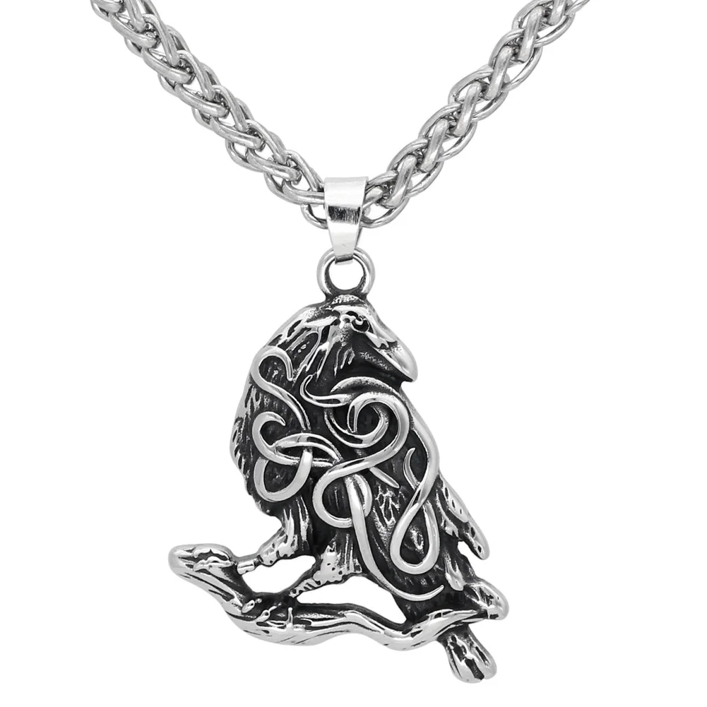 Скандинавский Викинг odin raven amulet ожерелье из нержавеющей стали|Ожерелья с
