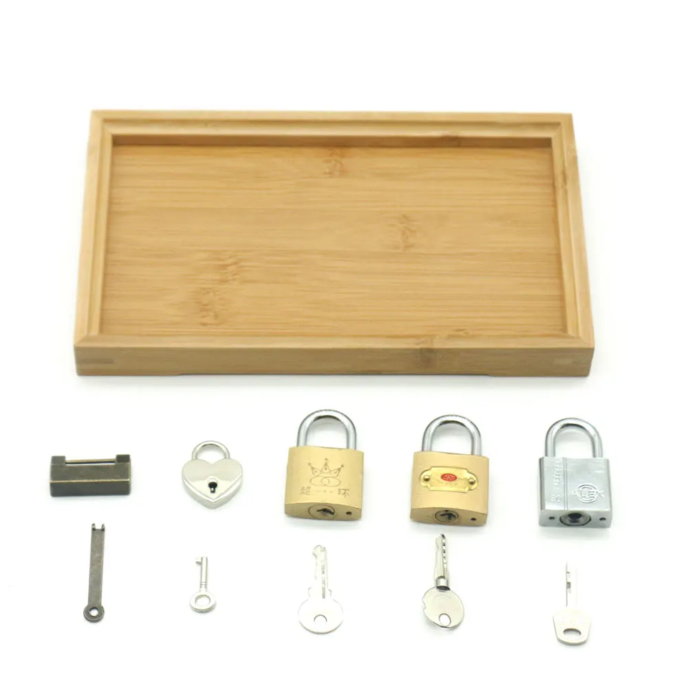 Montessori Locks and Keys with Tray Practical Life Material Educational Wooden Toys For Children Learning Toys MD1244H