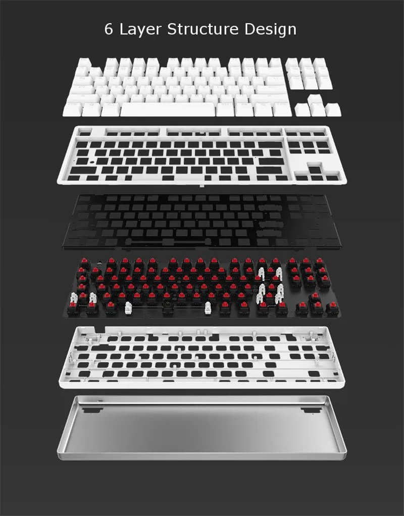 Xiaomi клавиатура Yuemi 87 клавиш механическая светодиодный подсветка алюминиевый